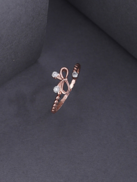 

Tistabene Rose Gold-Plated Stone-Studded Butterfly Finger Ring, White