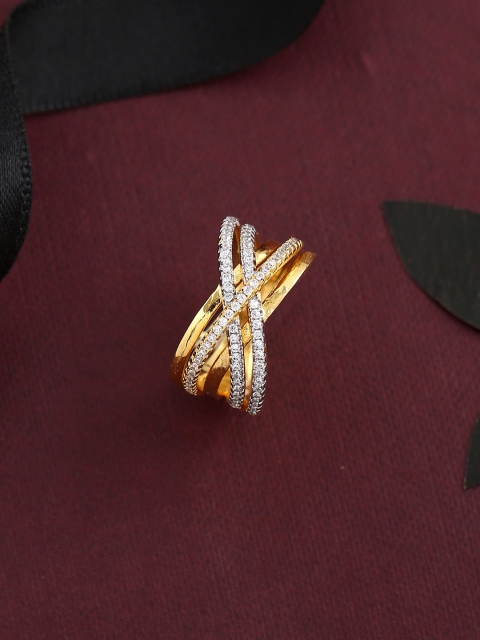

Tistabene Gold-Plated Stone Studded Finger Ring