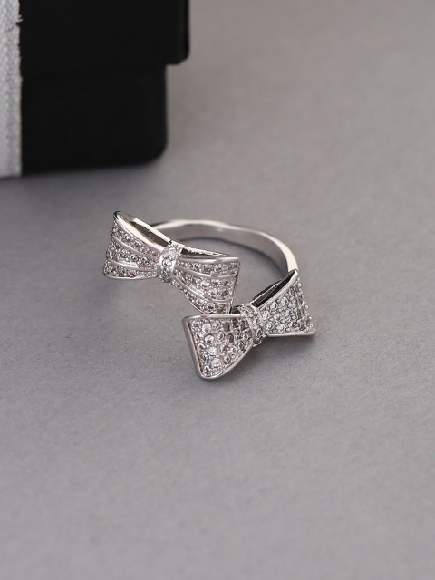 

Tistabene Rhodium-Plated AD Stone-Studded Finger Ring, Silver