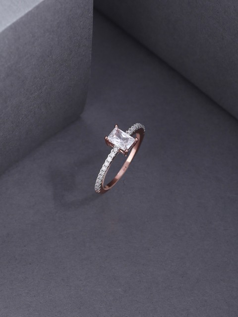 

Tistabene Rose Gold-Plated Solitaire Studded Finger Ring