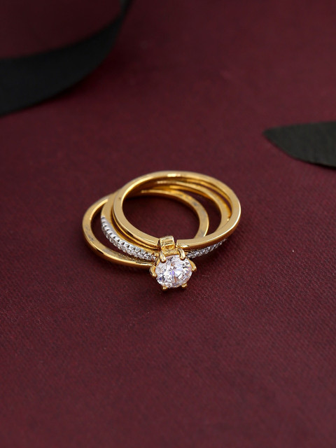 

Tistabene Gold-Plated Stone-Studded Finger Ring, White