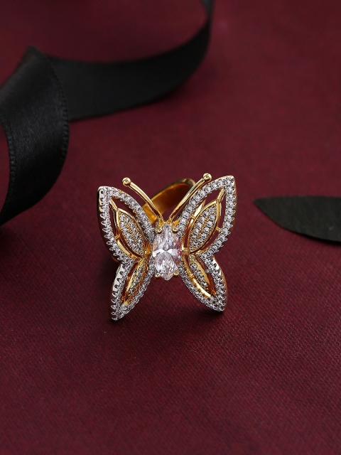 

Tistabene Gold-Plated Artificial Stone Studded Ring