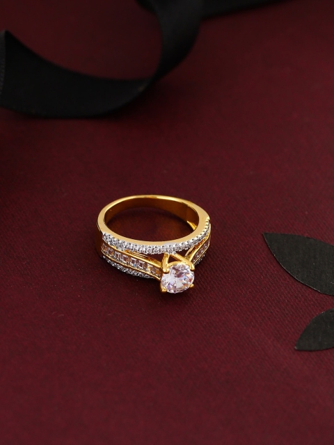 

Tistabene Gold-Plated Stone Studded Finger Ring