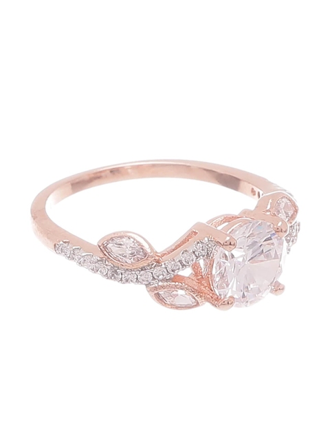 

Tistabene Rose Gold-Plated Stone Studded Finger Ring