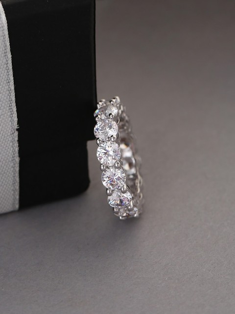 

Tistabene Rhodium-Plated Stone Studded Finger Ring, Silver