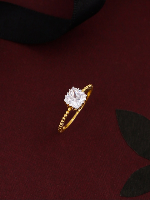 

Tistabene Gold-Plated Artificial Stone Studded Ring
