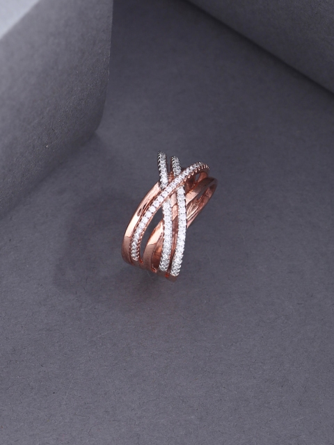 

Tistabene Women Rose Gold-Plated Multi-Layered Finger Ring