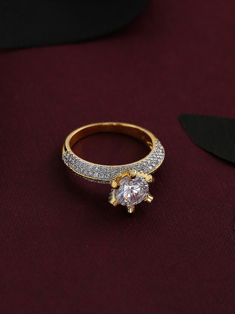 

Tistabene Gold-Plated Stone-Studded Finger Ring, White