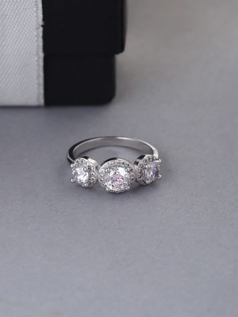 

Tistabene Silver-Plated AD Stone-Studded Finger Ring
