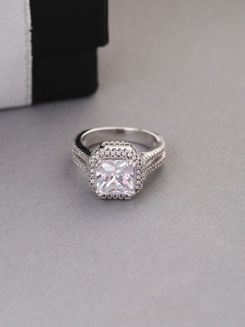 

Tistabene Rhodium-Plated Diamonds Solitaire Finger Ring, Silver