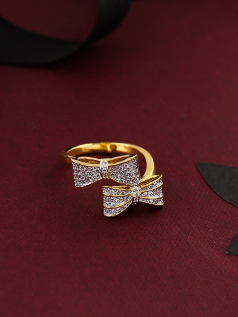 

Tistabene Gold-Plated Diamond Studded Adjustable Finger Ring