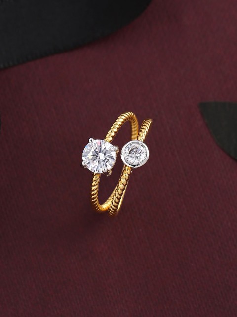 

Tistabene Designer Gold-Plated Stone Studded Finger Ring
