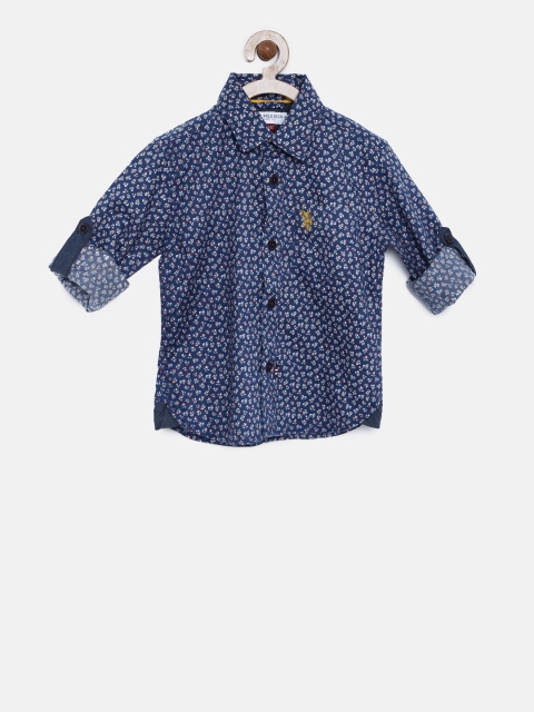 

U.S. Polo Assn. Kids Boys Navy Blue Printed Casual Shirt