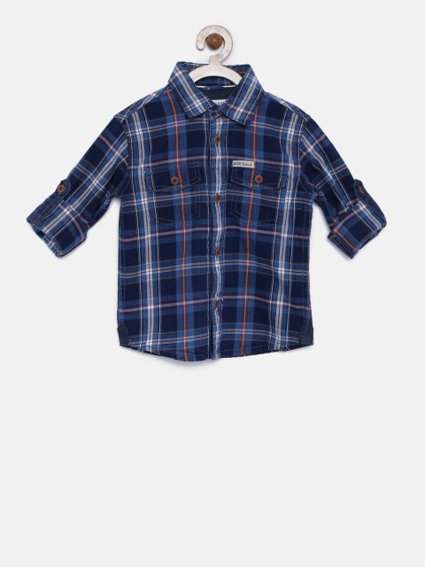 

U.S. Polo Assn. Kids Boys Blue Checked Casual Shirt