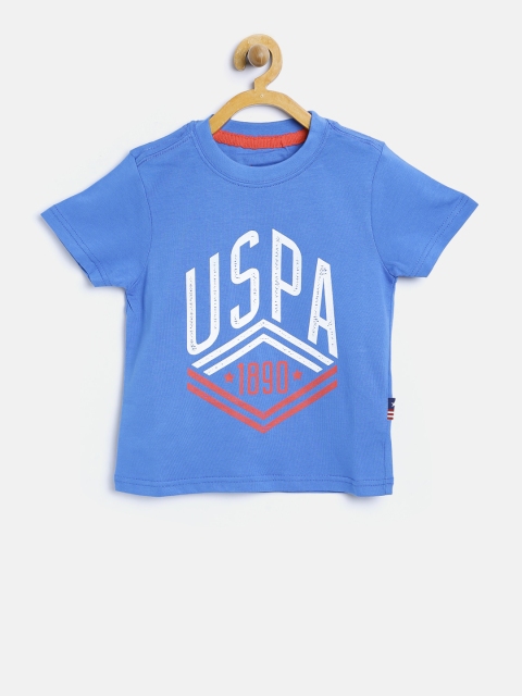 

U.S. Polo Assn. Kids Boys Blue Printed Round Neck T-shirt
