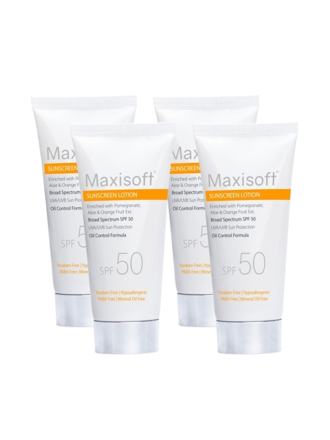 

Maxisoft Set Of 4 Sunscreen Lotion SPF 50 - 50 ml, Transparent