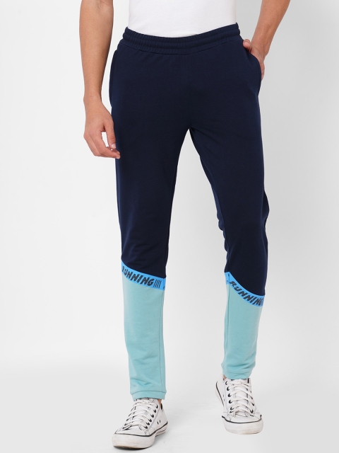 

FiTZ Men Colourblocked Slim-Fit Track Pants, Navy blue