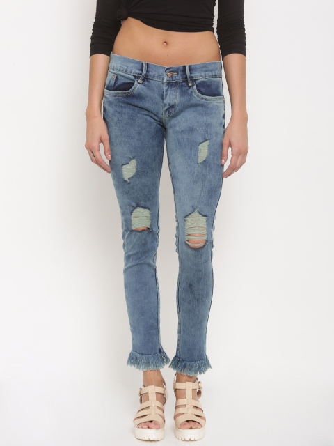 

Code 61 Women Blue Jeggings Fit Mid-Rise Mildly Distressed Stretchable Jeans