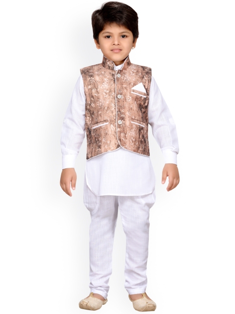

Aj DEZInES Boys Brown & White Printed Kurta Set