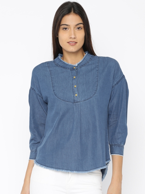 Mast & Harbour Women Blue Solid Top