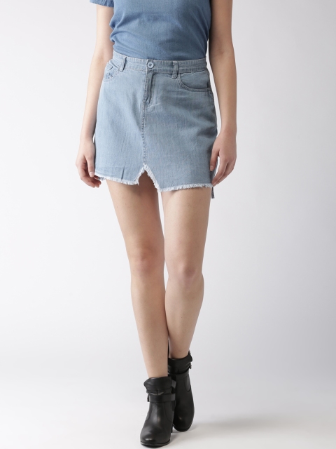 

Mast & Harbour Blue Denim Straight Pure Cotton Skirt