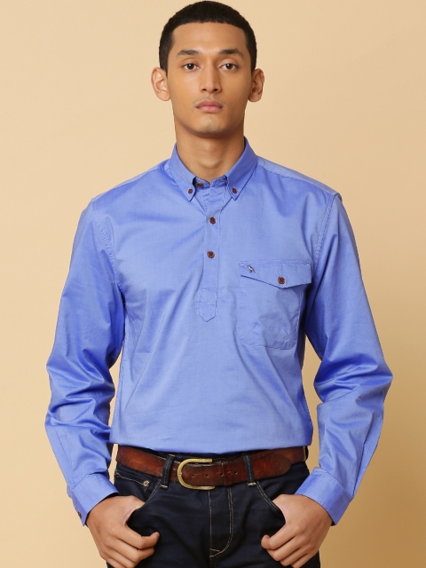 

Mr Bowerbird Men Blue Tailored Fit Fine Filla Fill Pullover Shirt