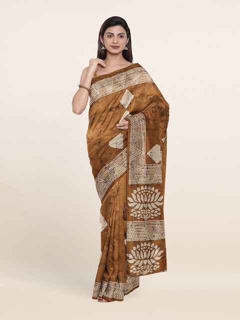 

Pothys Ethnic Motifs Jute Silk Saree, Khaki