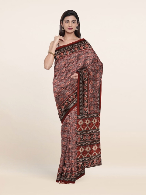 

Pothys Floral Jute Silk Saree, Brown