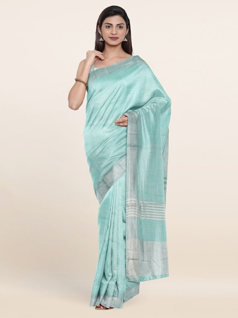 

Pothys Striped Zari Pure Linen Saree, Blue