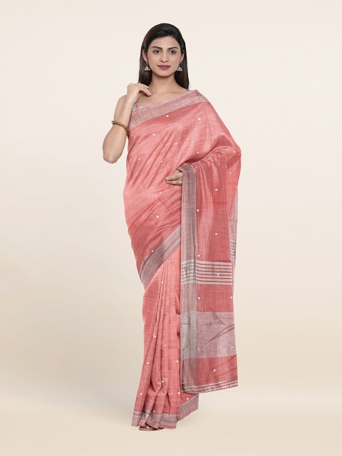 

Pothys Embellished Pure Linen Saree, Pink