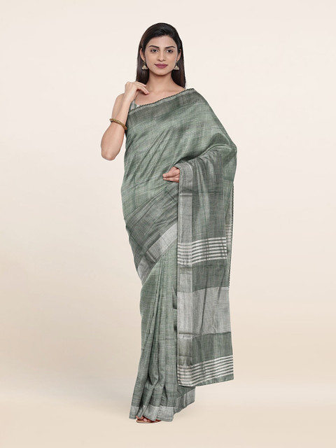 

Pothys Zari Pure Linen Saree, Green