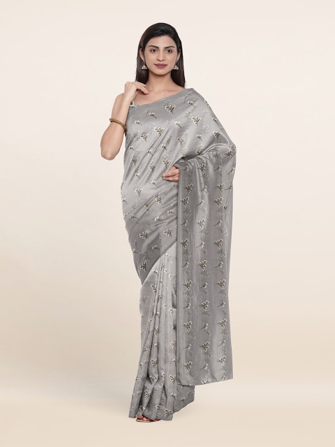 

Pothys Floral Embroidered Saree, Grey