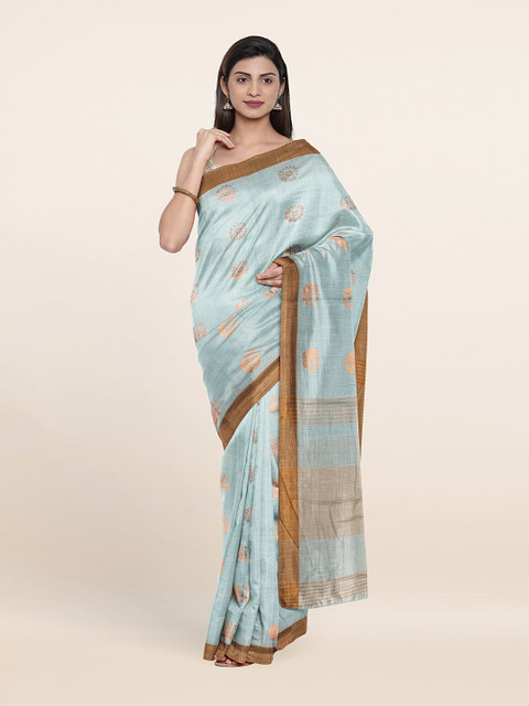 

Pothys Ethnic Motifs Zari Pure Linen Saree, Blue