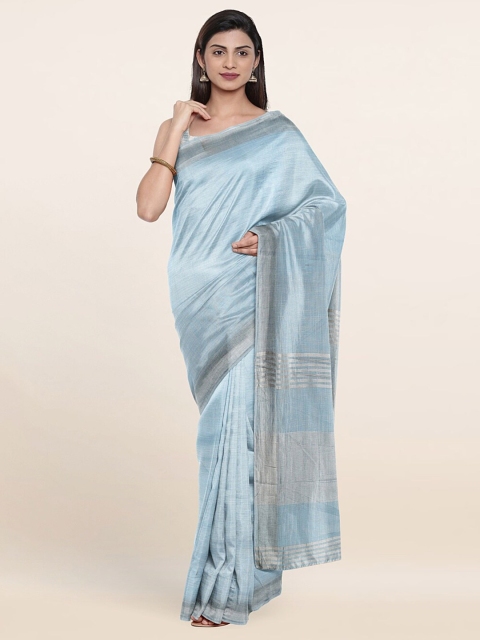 

Pothys Blue Pure Linen Saree
