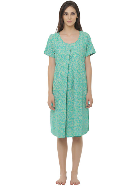 

Clovia Green Printed Maternity Nightdress NS0888P11