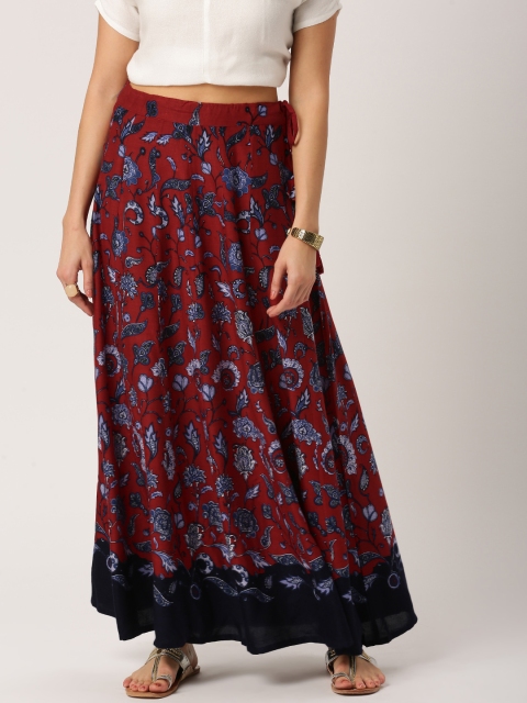 

IMARA Maroon & Navy Printed Skirt