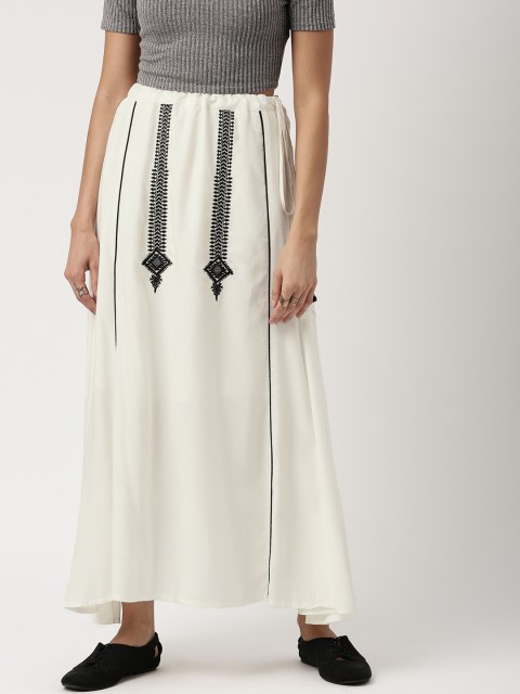 

IMARA Off-White Embroidered Maxi Skirt