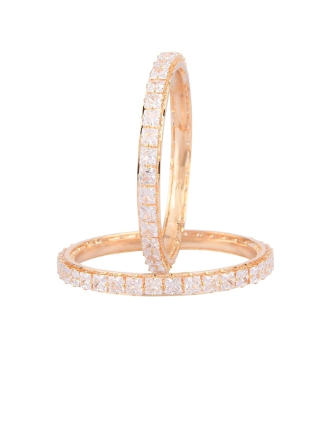 

Efulgenz Set Of 2 Gold-Plated Stone Studded Bangle