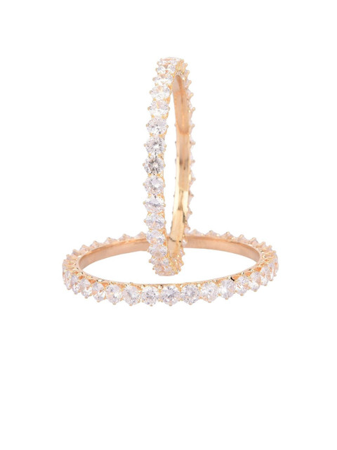 

Efulgenz Set Of 2 Gold-Plated & Crystal-Studded Bangles