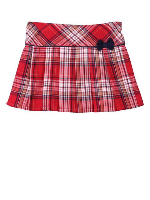 

Beebay Girls Red & White Checked A-Line Pure Cotton Skirt