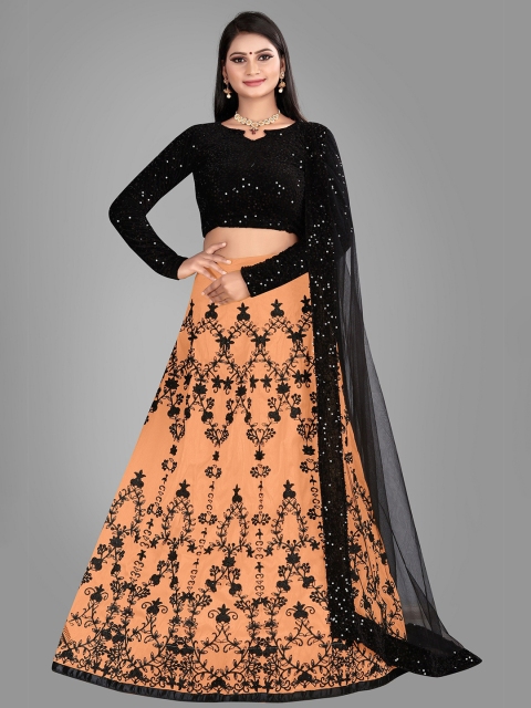 

JSItaliya Embellished Semi-Stitched Lehenga & Unstitched Blouse With Dupatta, Peach