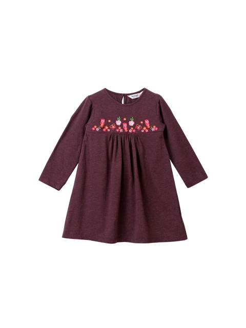 

Beebay Girls Brown Embroidered A-Line Dress