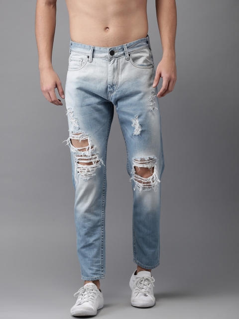 

HERE&NOW Men Blue Slim Fit Mid-Rise Highly Distressed Jeans