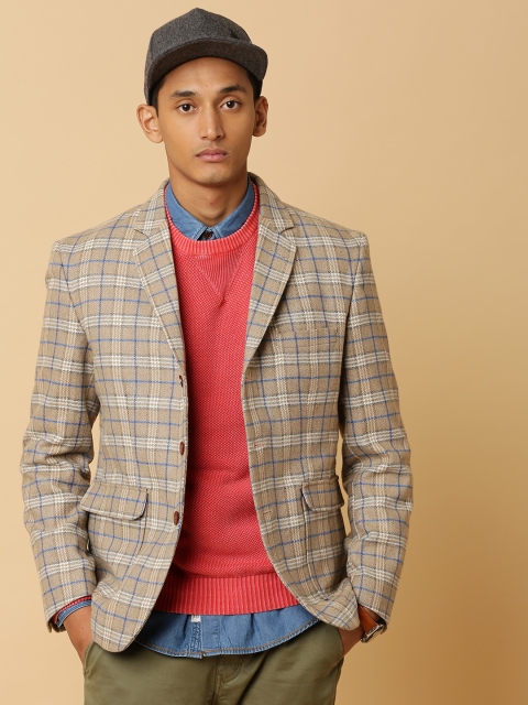 

Mr Bowerbird Khaki Tailored Fit Travel Friendly Tweed Casual Blazer