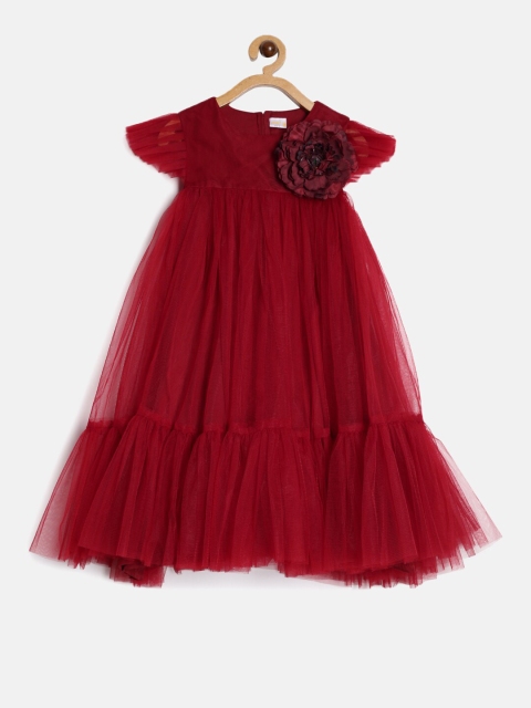 

Aomi Girls Net A-Line Dress, Maroon