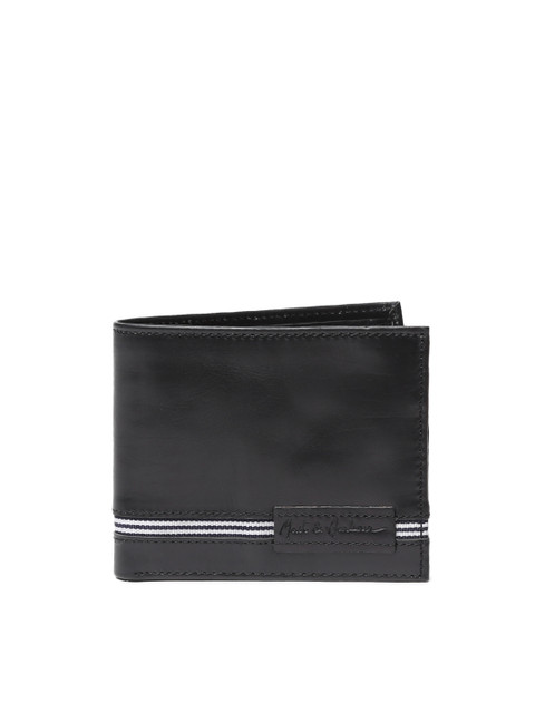

Mast & Harbour Men Black Leather Solid Two Fold Wallet