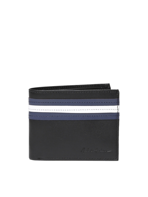 

Mast & Harbour Men Black Striped Two Fold Wallet
