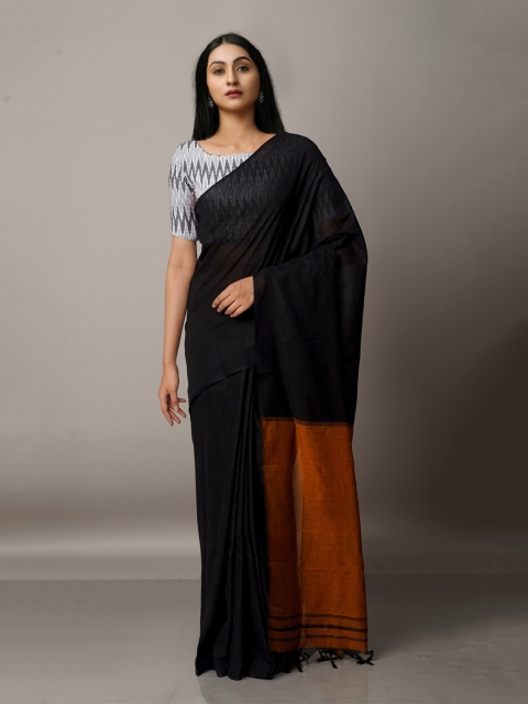 

Unnati Silks Pure Cotton Narayan Peth Saree, Black