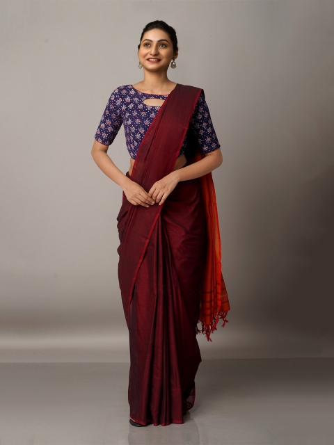 

Unnati Silks Pure Cotton Narayan Peth Saree, Maroon