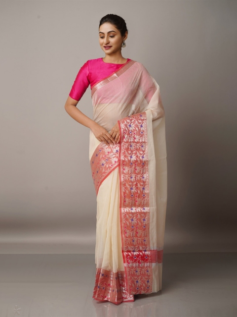 

Unnati Silks Zari Kota Saree, Cream
